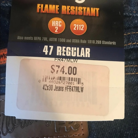 FR Men’s Wrangler Jeans 42x32 - Picture 6 of 8